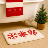 Feblilac Red Snowflake Christmas Bath Mat – Soft Tufted Holiday Bathroom Rug