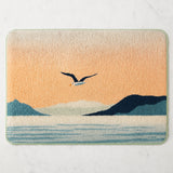 Feblilac Sunset Seagull Coastal Bath Mat – Soft, Absorbent & Non-Slip