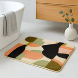 Feblilac Abstract Neutral Tufted Bath Mat – Modern Scandinavian Non-Slip Rug | Cozy Cream & Earth-Tone Design