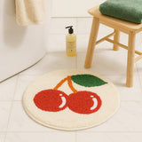 Feblilac Cherry Tufted Round Rug - Soft Plush Anti-Slip Mat for Bathroom, Bedroom, Nursery