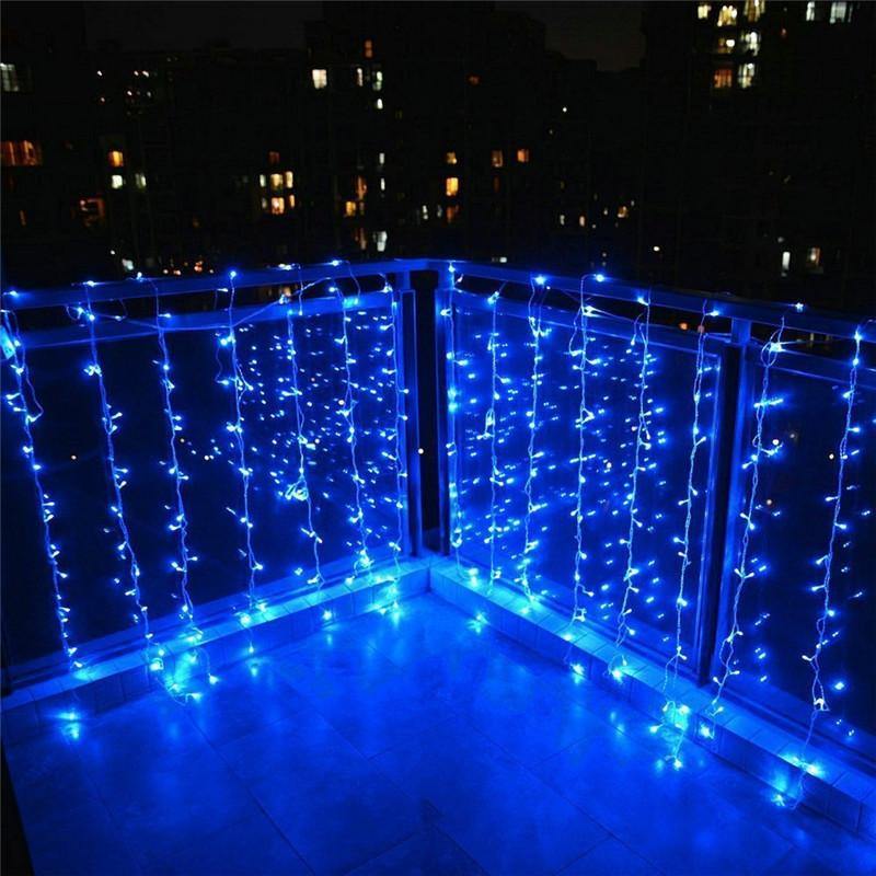 3x3M 300LED Outdoor Christmas Window Curtain String Fairy Wedding Light 110V US