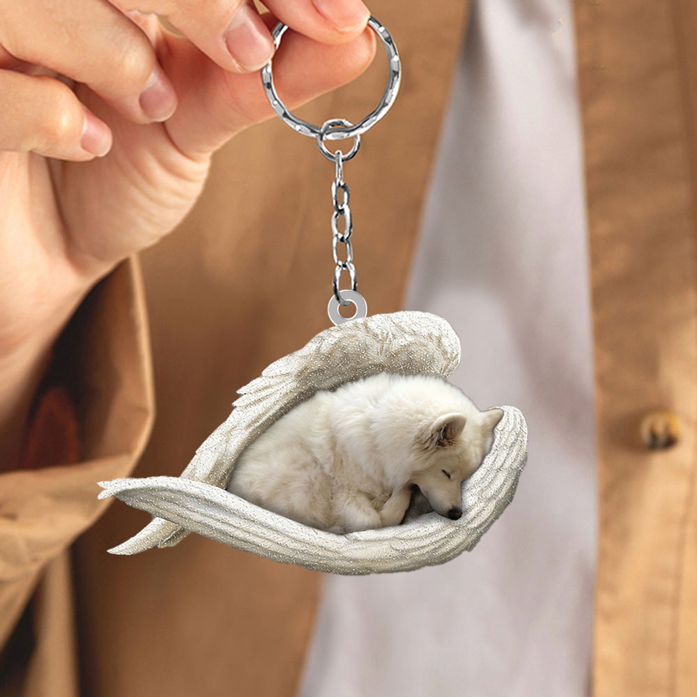 American Eskimo Sleeping Angel Acrylic Keychain