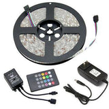 5M DC12V RGB Waterproof Indoor Outdoor Music LED Strip Light + 20 Keys Remote Control + Power Adapter - Lighting