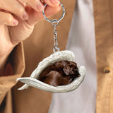 Chocolate labrador Sleeping Angel Acrylic Keychain