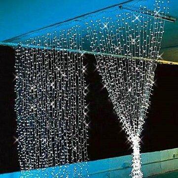 3x3M 300LED Outdoor Christmas Window Curtain String Fairy Wedding Light 110V US