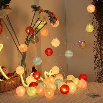 20 Cotton Ball String Fairy Night Lights USB LED Bulb Room Party Decoration Xmas