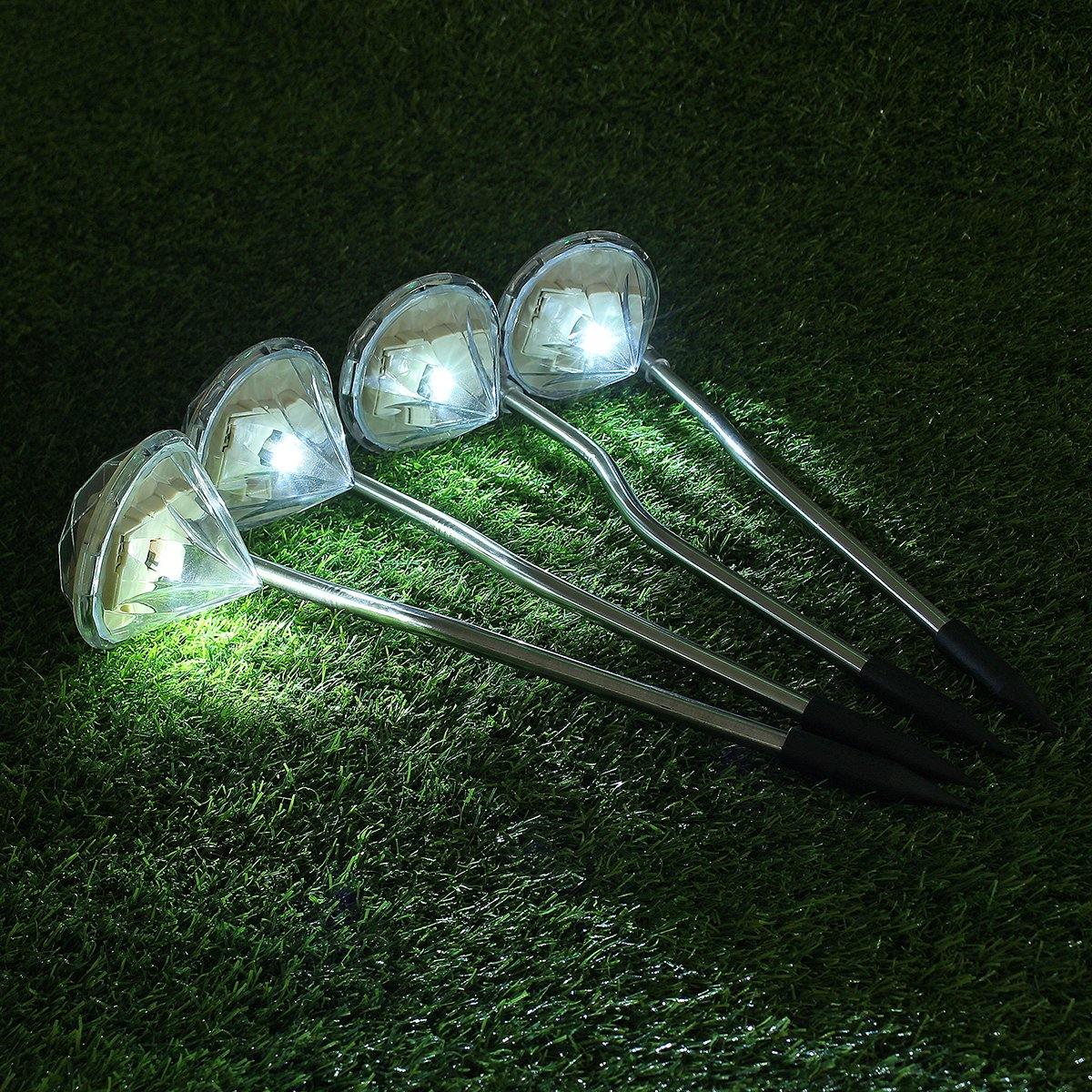 4Packs Solar Garden Lights Outdoor LED Solar Powered Pathway Lights Stainless Steel Landscape Lighting for Lawn Patio Yard Walkway Driveway