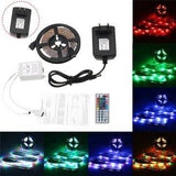 5M 24W Waterproof 3528SMD RGB LED Strip Lights + 44 Keys Remote Control US EU Power Adapter DC12V