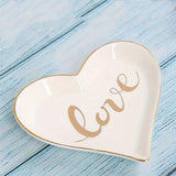 Heart-Shape Love Jewelry Tray, White Ceramic Ring Holder