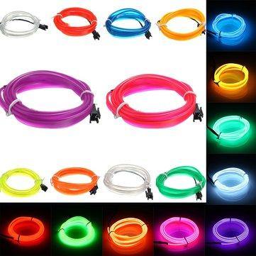 1M Led Flexible EL Wire Neon Glow Light Rope Strip 12V For Christmas Holiday Party