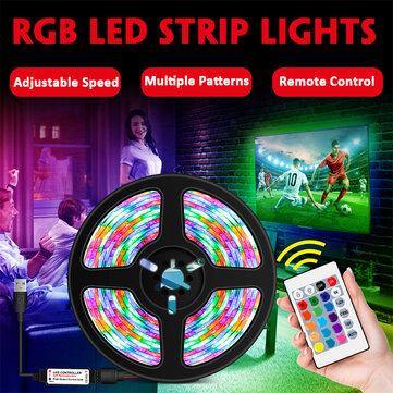 1M/2M/3M/4M/5M 2835 SMD USB RGB Waterproof LED Strip Light Outdoor Home Lamp 5V + 24Keys Remote Control