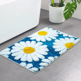 Feblilac Bright Blue Daisy Tufted Bath Mat