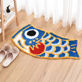 Feblilac Cute Blue Koi Fish Bath Mat, Japanese Carp Bathroom Rug