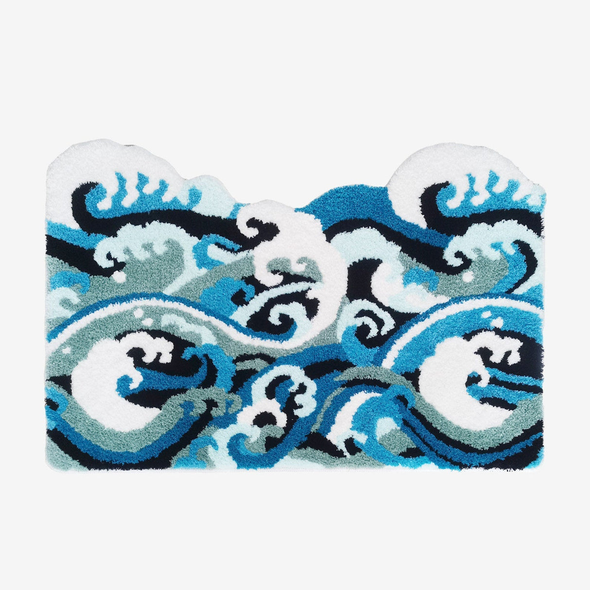 Great Wave Bath Mat, Blue and White Ocean Style Bathroom Rug, 60x90cm or 24''x35''