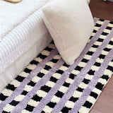 Feblilac Retro Plaid Bedroom Rug Long Runner