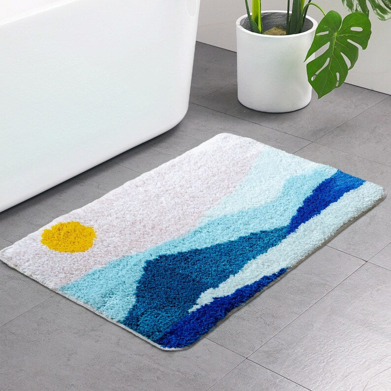 Feblilac Blue Mountain and Sun Tufted Bath Mat