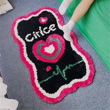 Feblilac Cute Heart Funny Cirlce Tufted Bath Mat