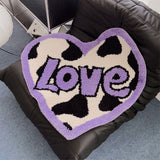 Feblilac Heart Shaped Cute Cow Love Tufted Bath Mat