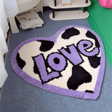 Feblilac Heart Shaped Cute Cow Love Tufted Bath Mat