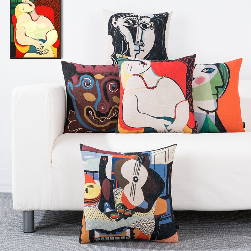 Picasso Famous Painting Personalized Cotton and Linen Cushion,Home Decorative Pillow, Cotton Linen Pillow Covers,Housewarming gift.