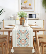Cotton and linen Table Runners, Decorative Tassel table runners, Modern table setting.For Dining, Kitchen, Table Décor,Housewarming gift.