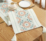 Cotton and linen Table Runners, Decorative Tassel table runners, Modern table setting.For Dining, Kitchen, Table Décor,Housewarming gift.