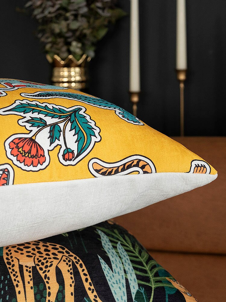 Cushion Cover with Tiger Design Printing on the Soft Touch Chenille 18"x18" (45x45cm) Abstract Tiger Design for Home Decor,Housewarming gift