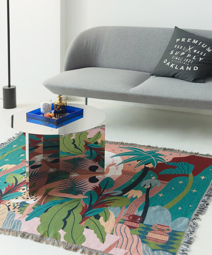 Jungle Boho Blanket, Eclectic Furniture Throw, Leopard Picnic Blanket, Outdoor Garden Cotton Knitted Blanket, Matisse Amazon Wall Hanging