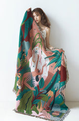 Jungle Boho Blanket, Eclectic Furniture Throw, Leopard Picnic Blanket, Outdoor Garden Cotton Knitted Blanket, Matisse Amazon Wall Hanging