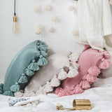 Nordic INS style knitting pillow with pure color fringe, same color double knitting pillow,Tassel knitting throw pillow, housewarming gift