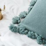 Nordic INS style knitting pillow with pure color fringe, same color double knitting pillow,Tassel knitting throw pillow, housewarming gift