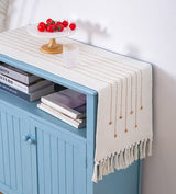 Cotton and linen Table Runners, Decorative Tassel table runners, Modern table setting.For Dining, Kitchen, Housewarming gift.