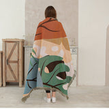 Abstract plant jacquard Woven Blankets, Sofa Blanket, Picnic blanket,Beach blanke,Double-Sided Use,Housewarming gift.