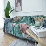 Tropical rain forest green leaves jacquard Woven Blankets, Sofa Blanket, Picnic blanket,Beach blanke,Double-Sided Use,Housewarming gift.