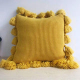 Nordic INS style knitting pillow with pure color fringe, same color double knitting pillow,Tassel knitting throw pillow, housewarming gift
