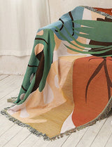 Abstract plant jacquard Woven Blankets, Sofa Blanket, Picnic blanket,Beach blanke,Double-Sided Use,Housewarming gift.