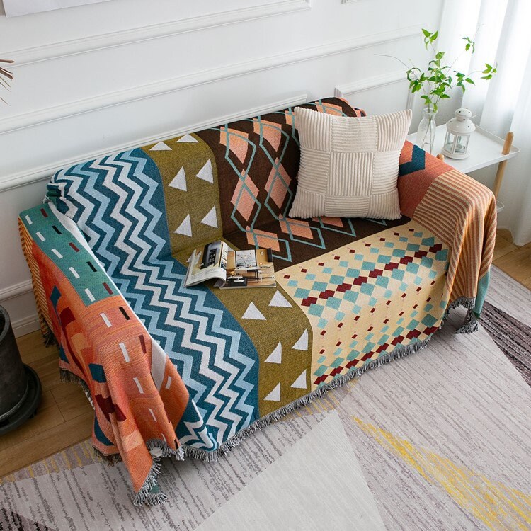 Bohemia Vintage picnic blanket Cozy Nap Throw Blanket,Double-Sided Use Sofa Throw Blanket,Sofa Throw Tapestry Throw,Housewarming gift.