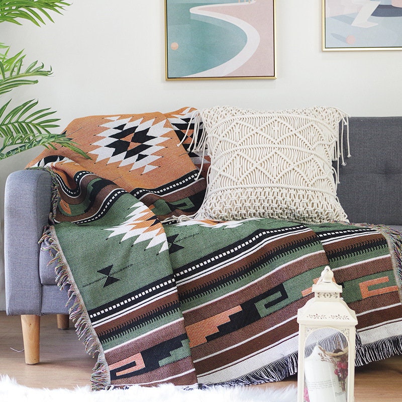 Luxury Aztec Throw,Cozy Nap Throw Blanket,Sofa Blanket,Double-Sided Use Sofa Throw Blanket, Jacquard Tapestry Throw,Housewarming gift.