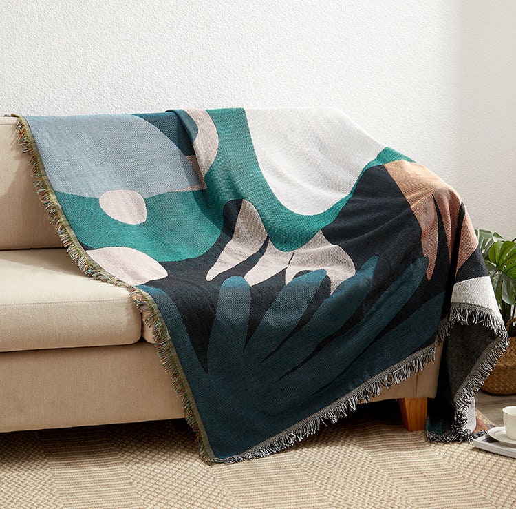Nordic Blanket Throw, Wall Art Blanket, Tapestry Blanket, Couch Throw, Cozy Blanket,large size, Gift for Her, Birthday Gift, Decor