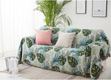 Tropical rain forest green leaves jacquard Woven Blankets, Sofa Blanket, Picnic blanket,Beach blanke,Double-Sided Use,Housewarming gift.