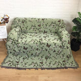 Floral butterfly jacquard blanket,Green jacquard blanket,Woven Large Throw, Sofa Blanket, Picnic blanket,Beach blanke,Housewarming gift.