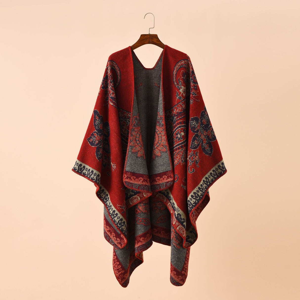 Winter Women's  Cashew pattern Shawl Wrap Plus Size Cardigan Poncho Cape Open Front Long Winter Sweater Coat,Cozy Warm Fashion Cloak Scarf