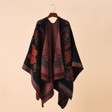 Winter Women's  Cashew pattern Shawl Wrap Plus Size Cardigan Poncho Cape Open Front Long Winter Sweater Coat,Cozy Warm Fashion Cloak Scarf