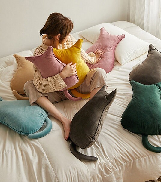 Cat shaped cushion Include filling, Decorative Pillows, Handmade Cushion, Home Decorative gift, Housewarming gift.