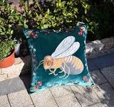 Luxury Velvet Flying wasp Retro Inspired Pillow Cover,Embroidery Pillow Covers, Decorative Pillows, Housewarming gift