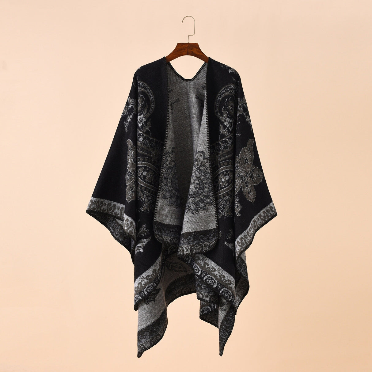 Winter Women's  Cashew pattern Shawl Wrap Plus Size Cardigan Poncho Cape Open Front Long Winter Sweater Coat,Cozy Warm Fashion Cloak Scarf