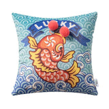 Embroidery traditional Chinese lucky koi fish pillows, folk art, soft toys, children's gifts,Decorative Pillows, Housewarming gift