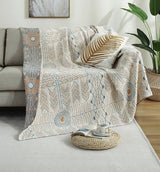 Bohemia Cotton Blanket Throw,Cotton Blanket 4-Layers Double-sided Woven Home Decor Bedding,Cozy Nap Throw Blanket,Housewarming gift.