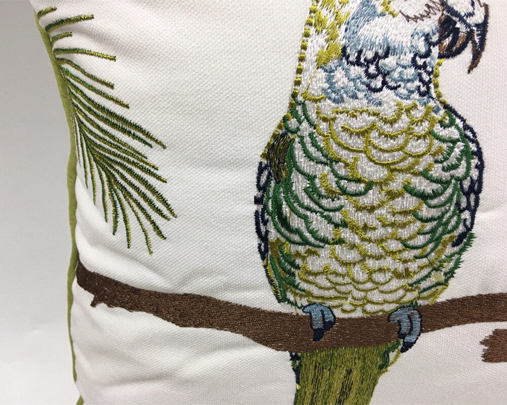 Canvas cotton embroidery parrot embroidery cushion cover,Embroidery Pillow Covers, Decorative Pillows, Housewarming gift