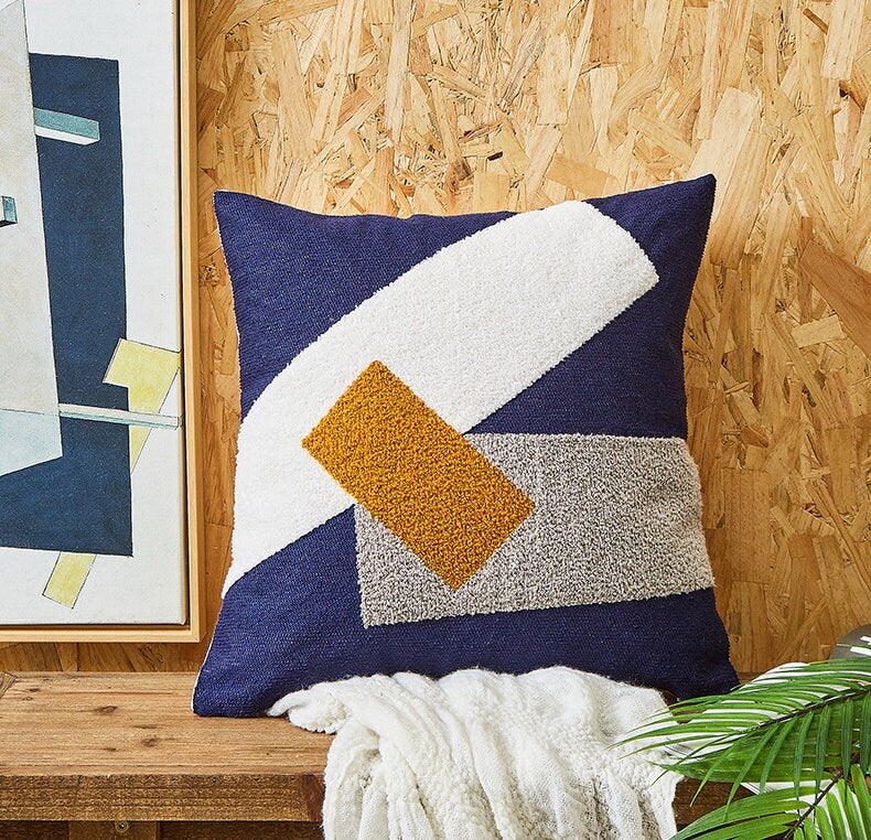 Cotton geometry embroidered texture pillowcases, Retro luxury boho style Embroidered cushion pillows,decorative pillows, housewarming gifts.